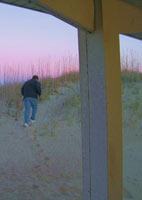 Chuck climbs the Dune to take the
                          photo (right) of the Cavalier